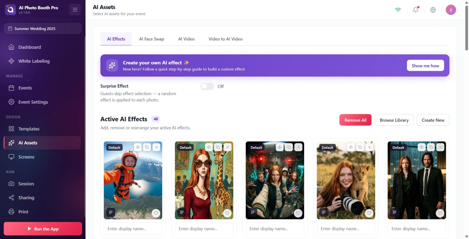 View with AI Assets highlighted with a star icon under the Design group in the settings sidebar