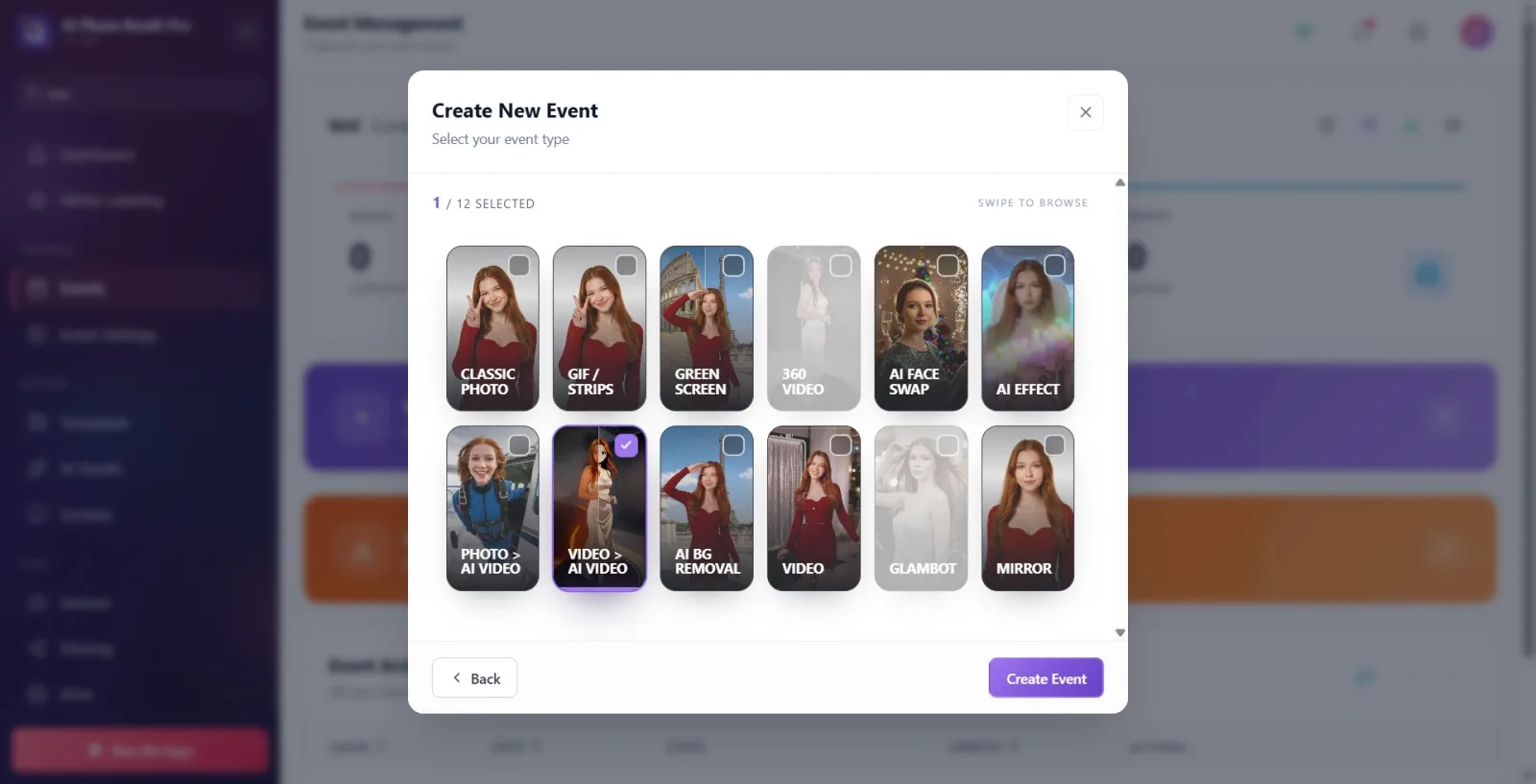 The Video to AI Video card checked in the type selection screen