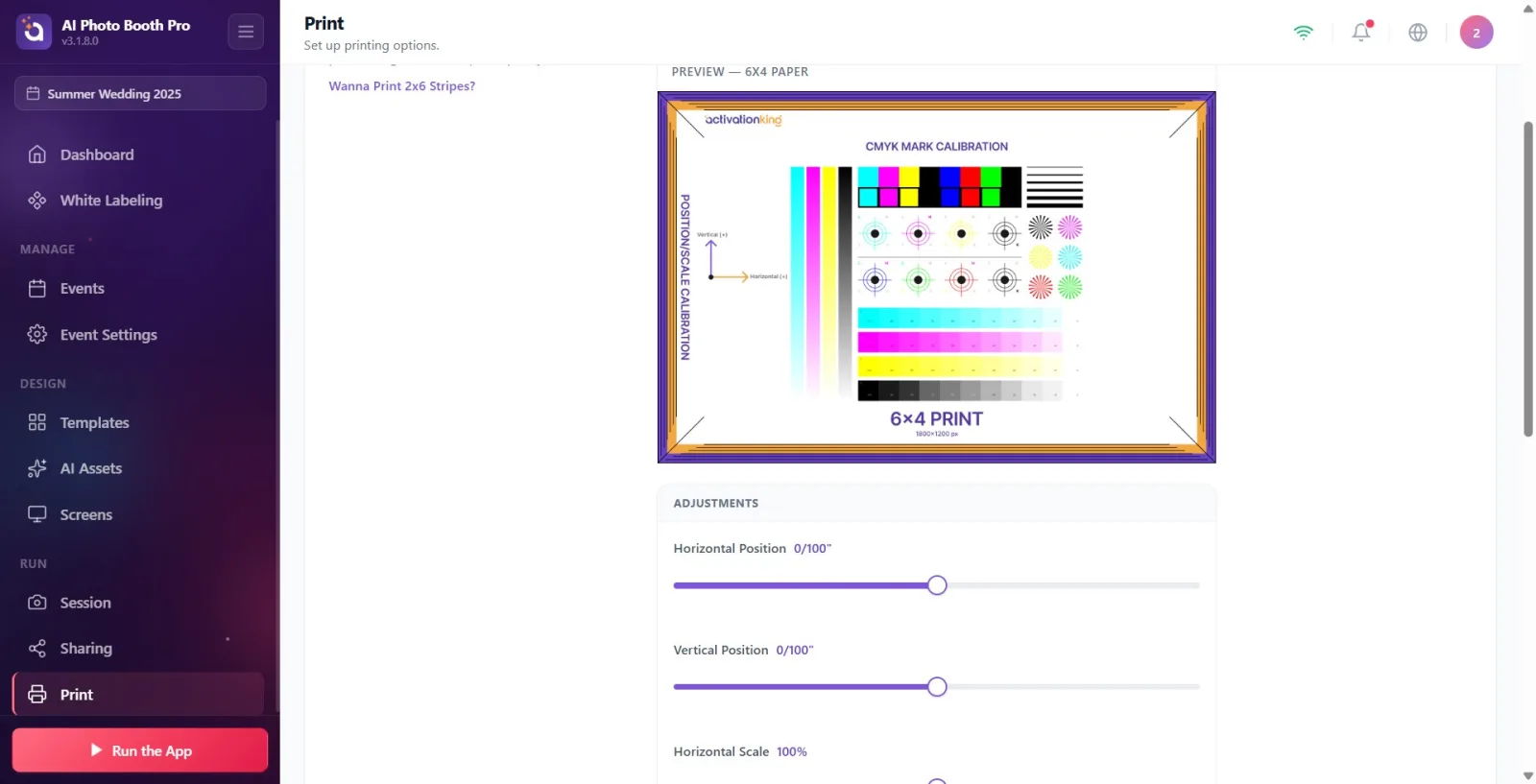 Adjustments panel: Horizontal Position , Vertical Position , Horizontal Scale , Vertical Scale sliders and Preview box…