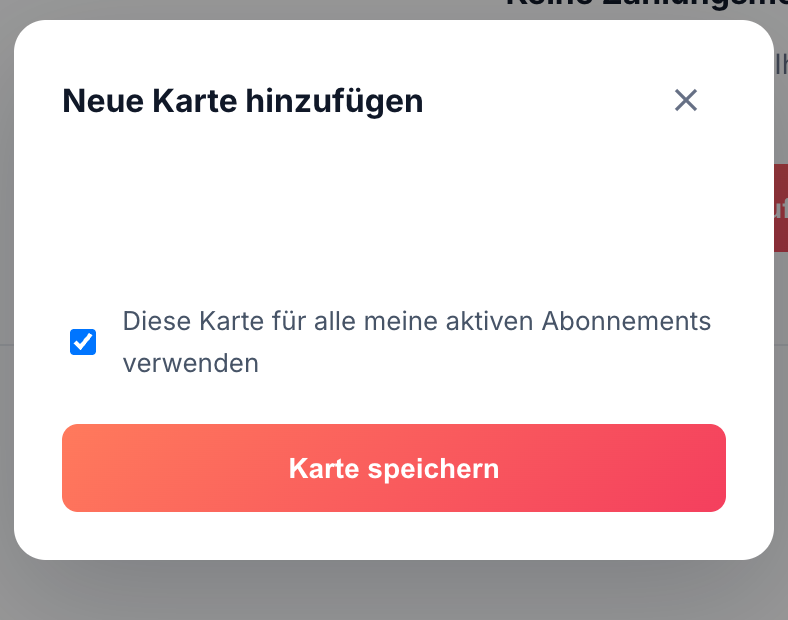Sicheres Stripe-Formular zum Hinzufügen einer neuen Karte
