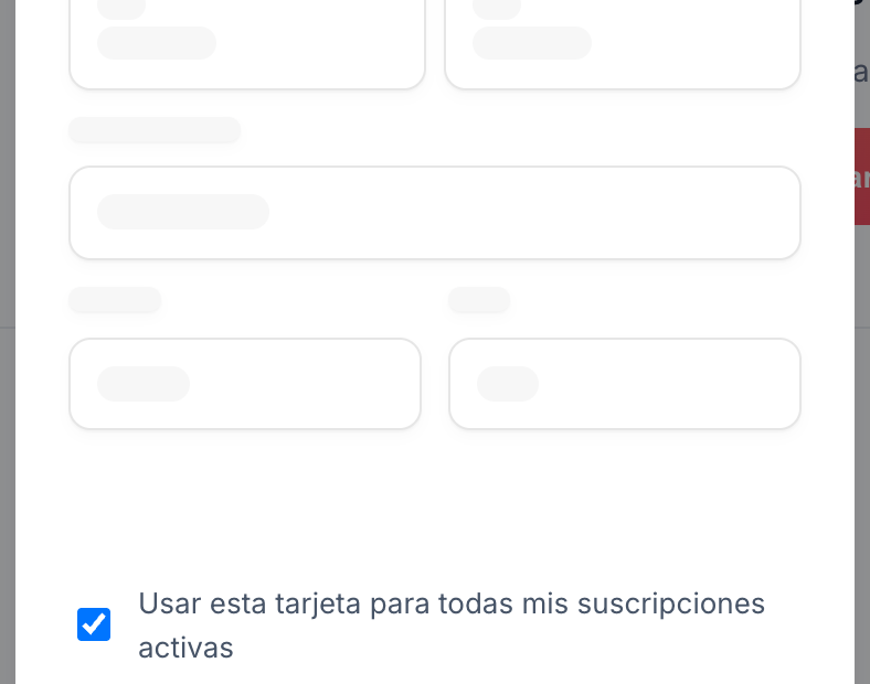 Formulario seguro de Stripe para añadir una nueva tarjeta