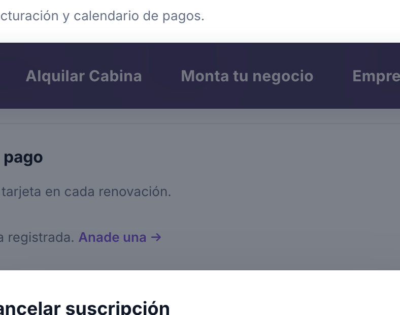 Flujo de cancelación con motivo y oferta de retención