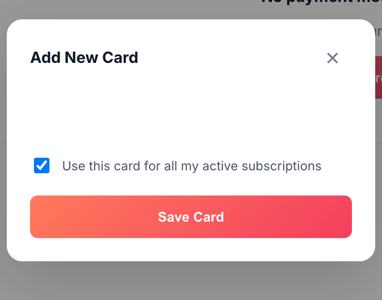 Secure Stripe form for adding a new card