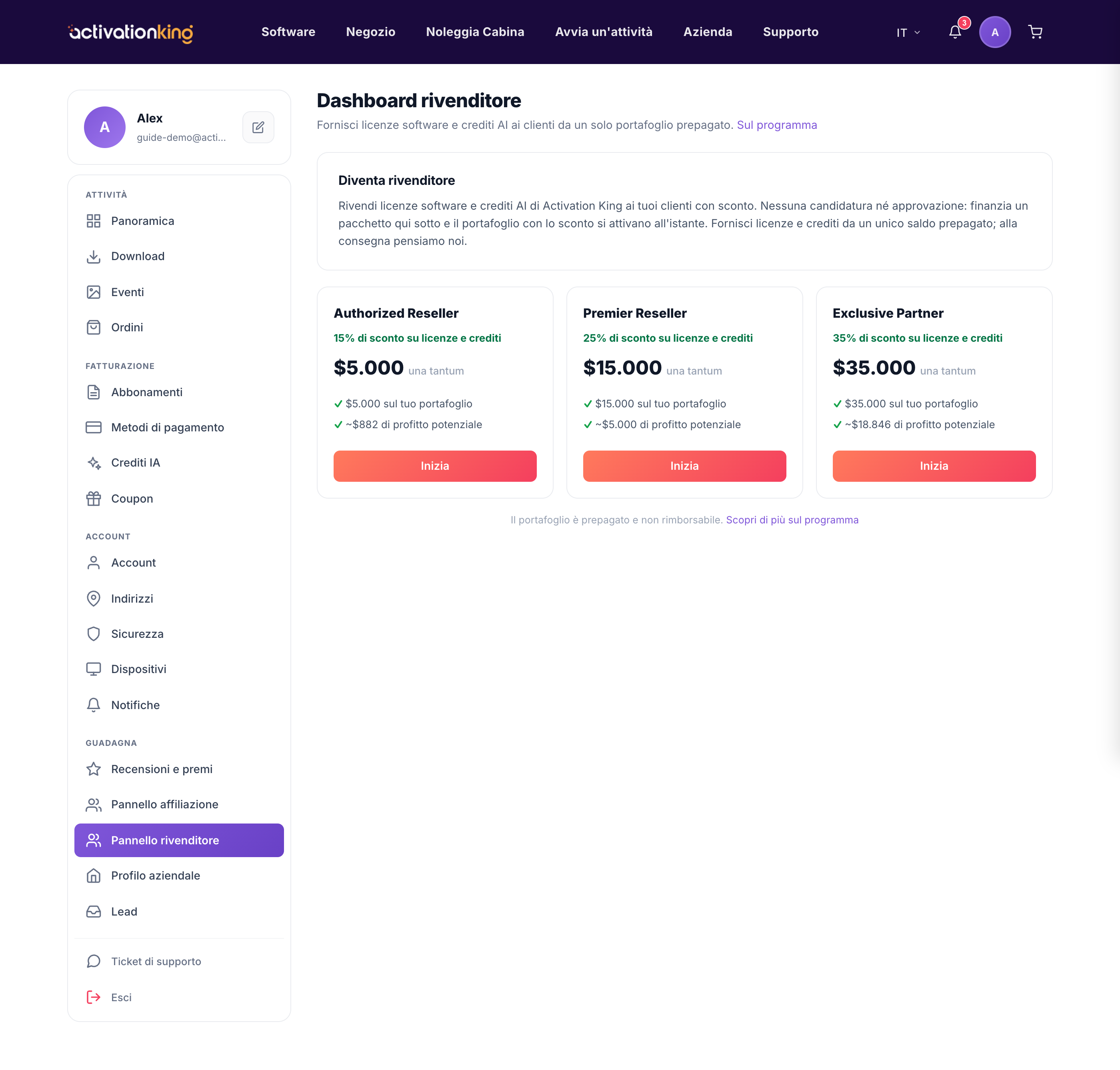 Dashboard Reseller in Activation King