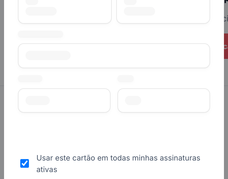 Formulário seguro da Stripe para adicionar um novo cartão