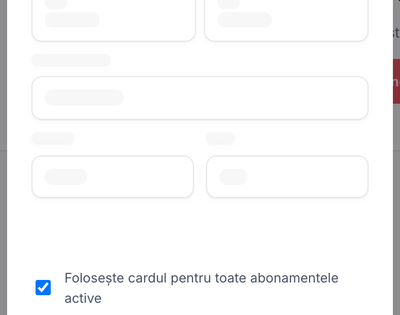 Formular securizat Stripe pentru adăugarea unui card nou