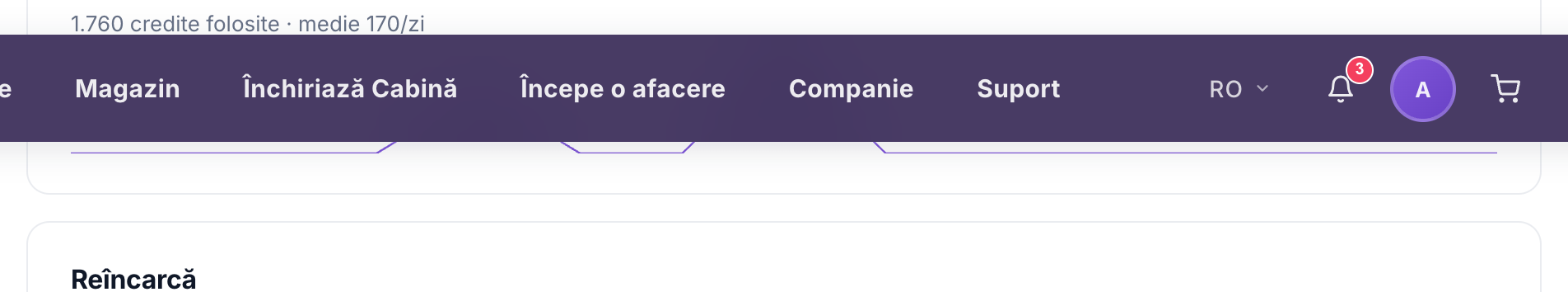 Cardul de reincarcare automata cu comutatorul, suma de completare si pragul de sold scazut