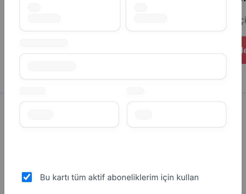 Yeni kart eklemek için güvenli Stripe formu