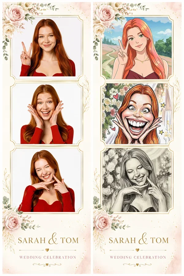 Photo strip, AI restyled