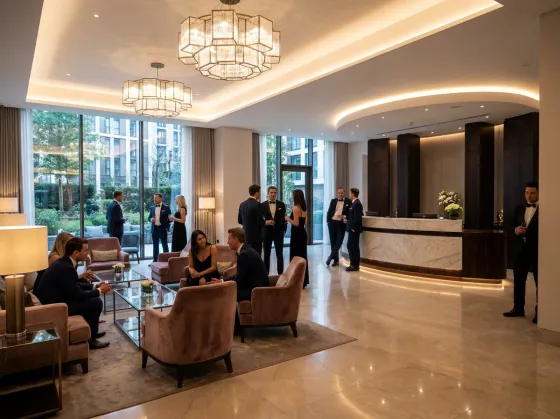 A luxury hotel lobby