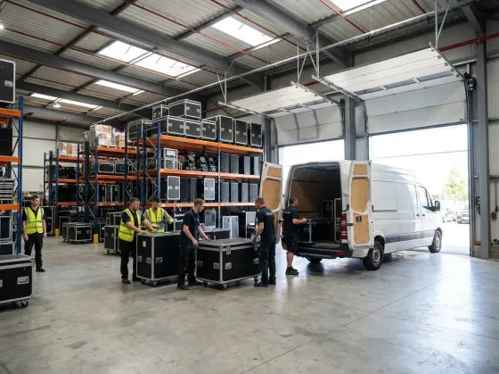 An event rental warehouse and van