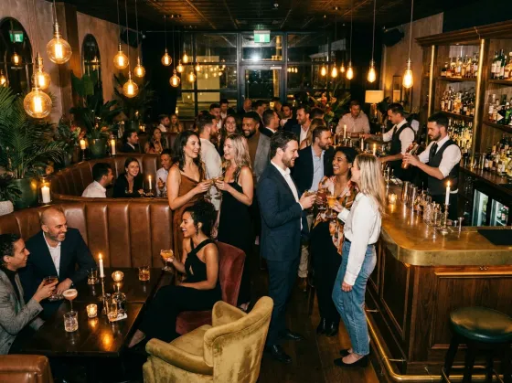 A lively bar at night