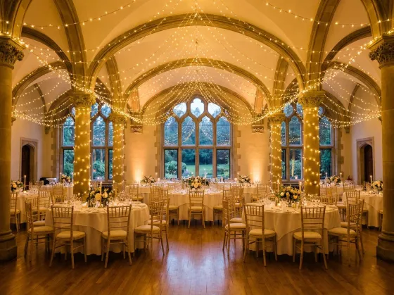 An elegant event venue ballroom