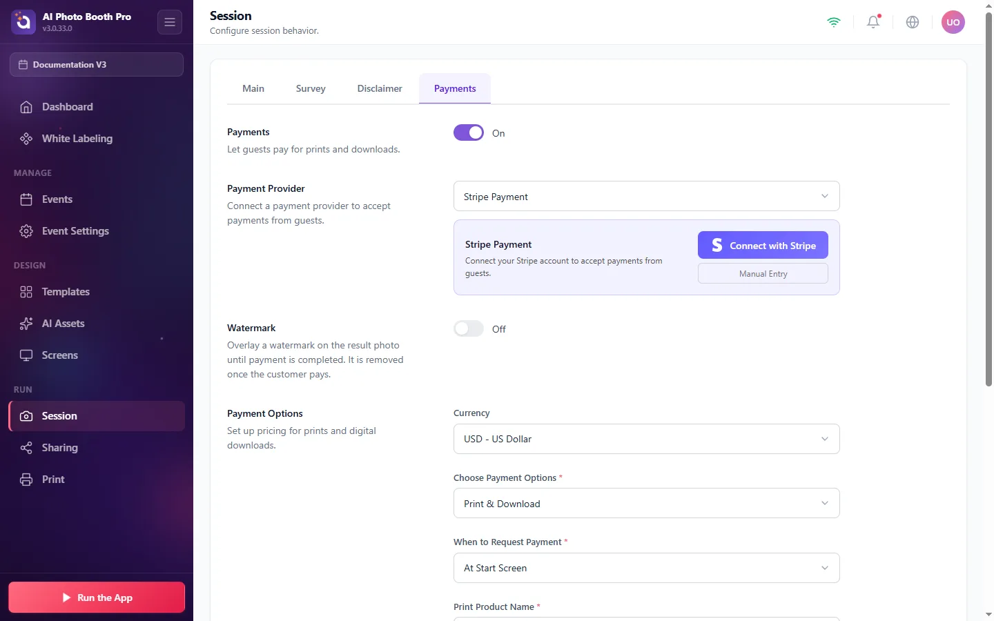 Session, Payments / Stripe