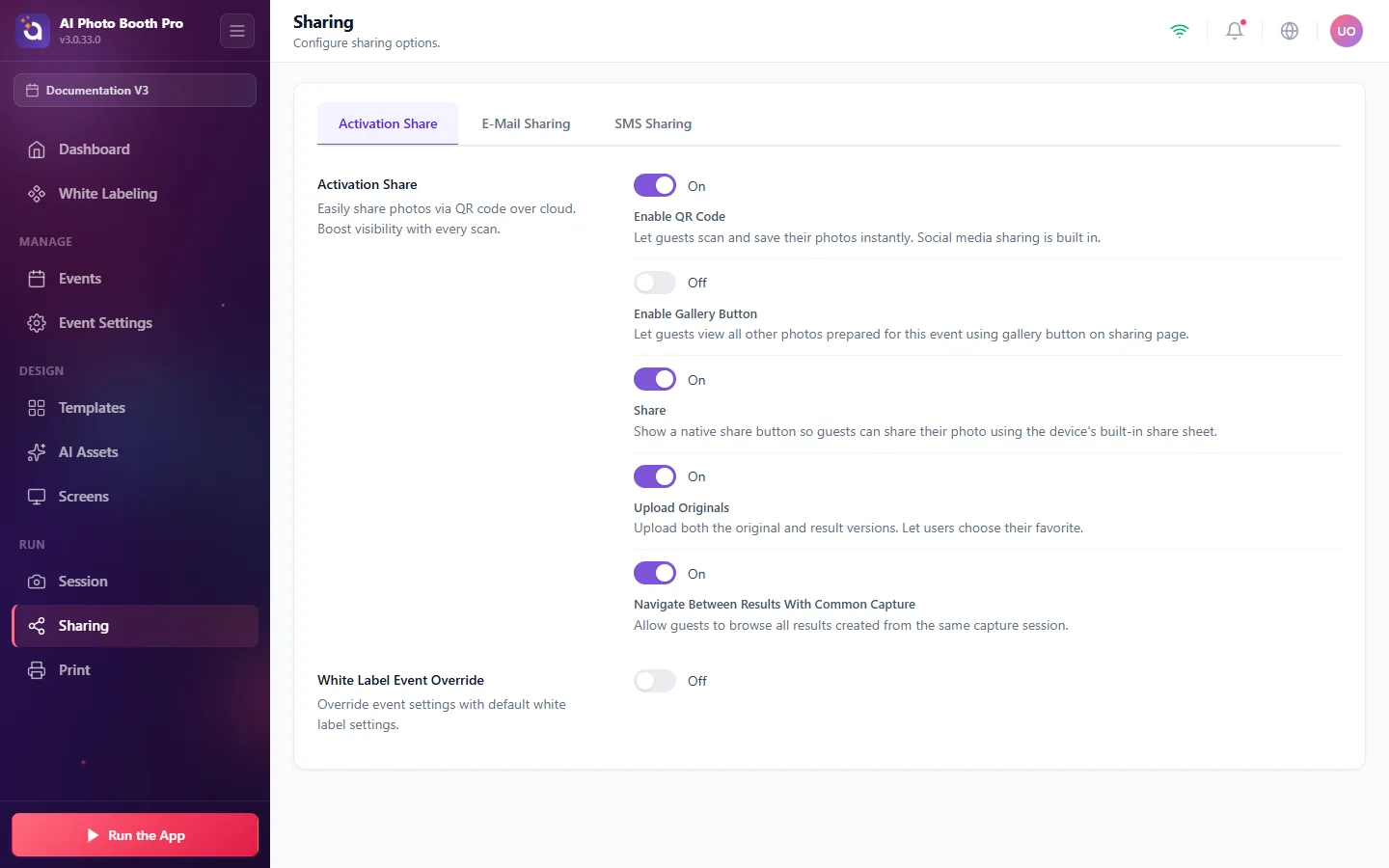 Sharing, Activation Share