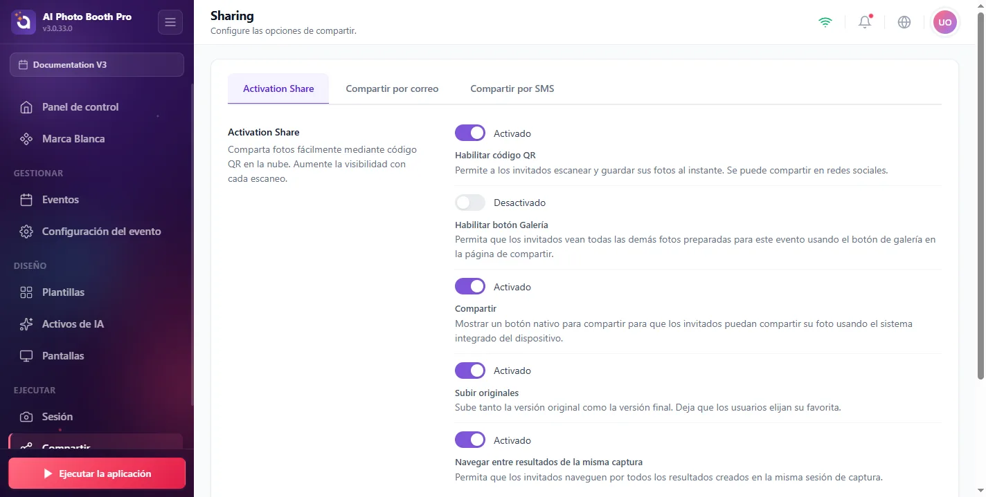 Compartir, Activation Share