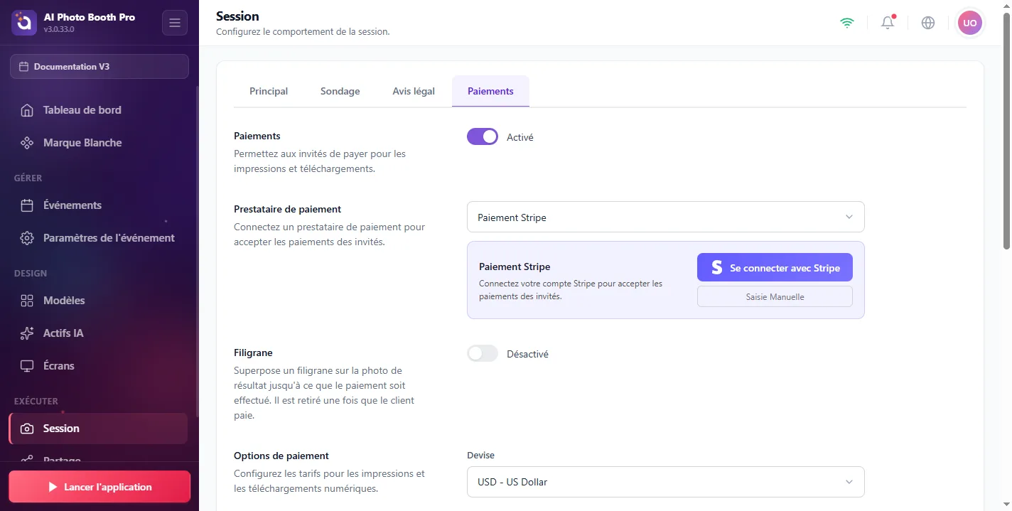 Session, Payments / Stripe