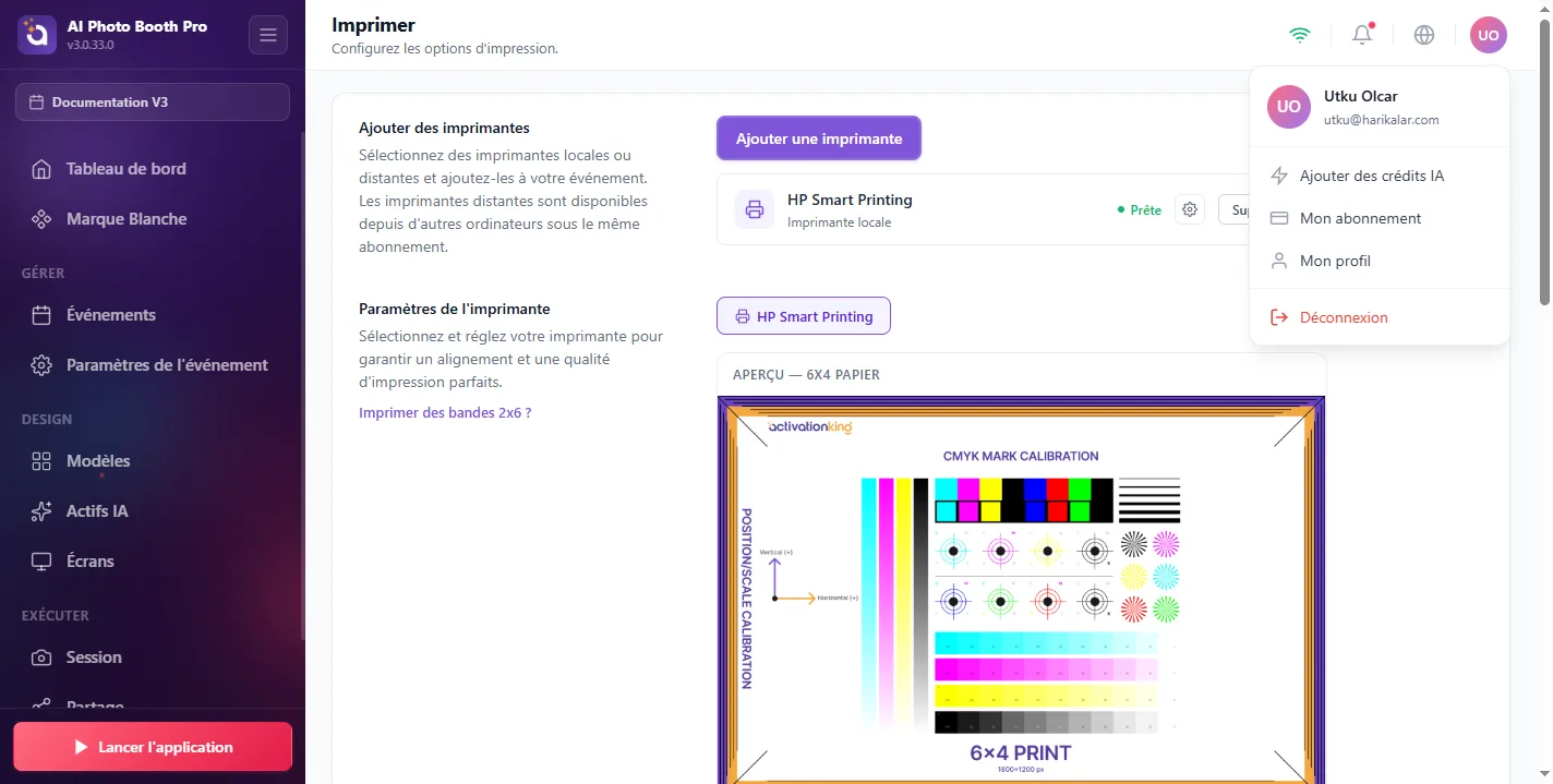Menu de profil