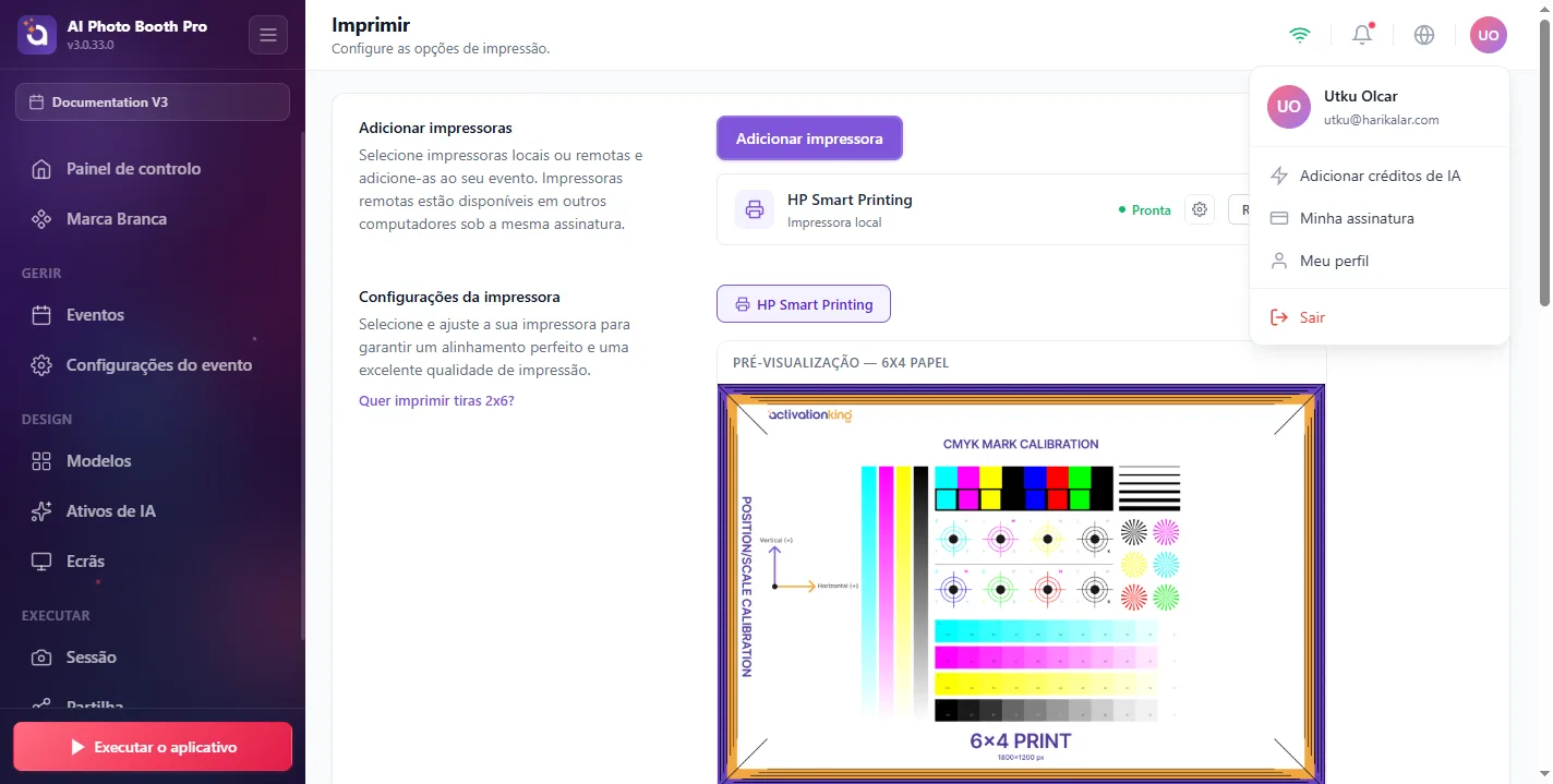 Menu de perfil