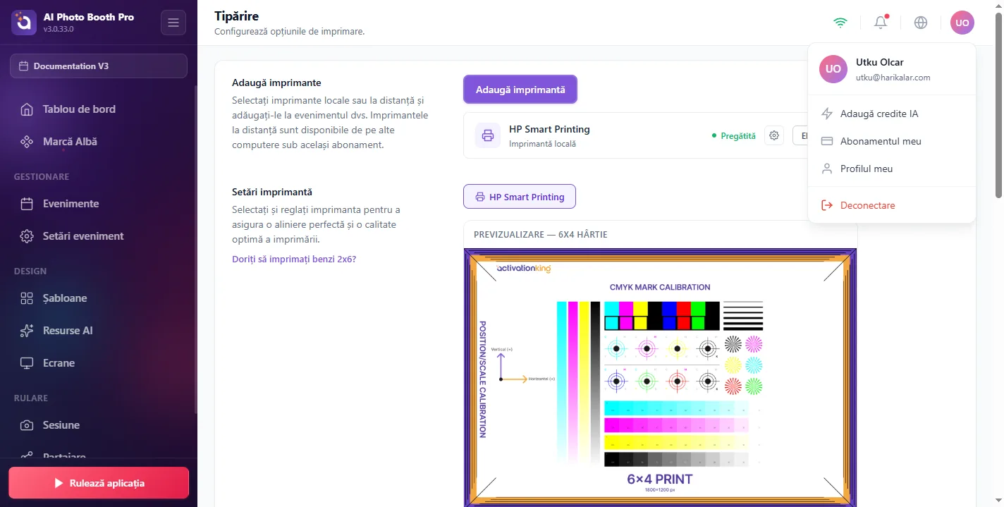 Meniul de profil