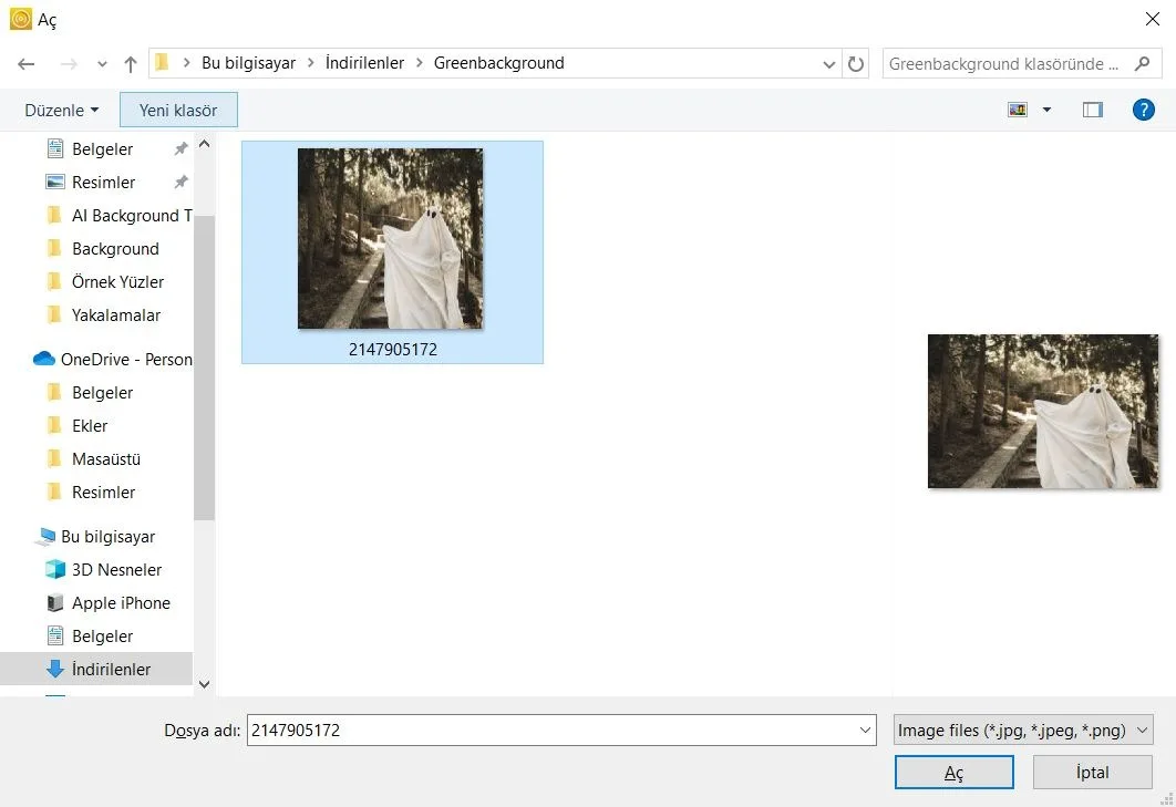 Selettore file per scegliere un'immagine di sfondo dal computer