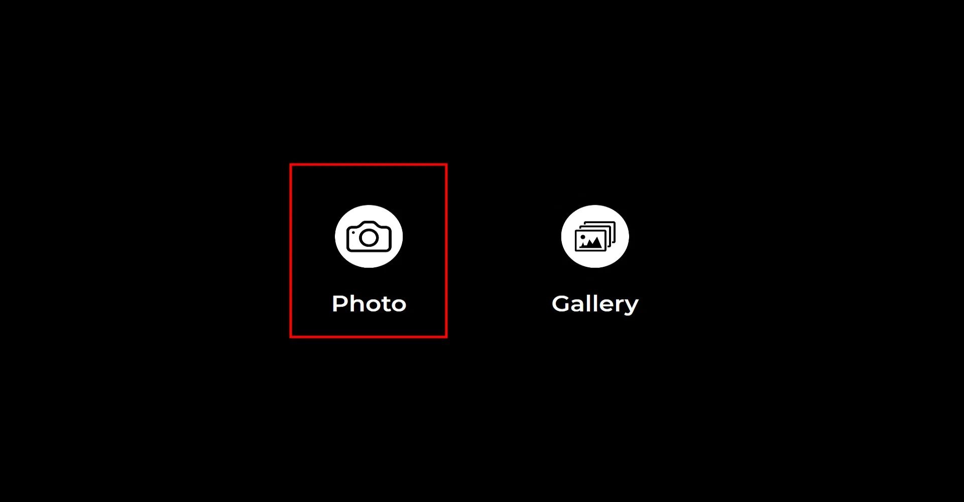 Schermata di acquisizione dell'app con l'icona Foto