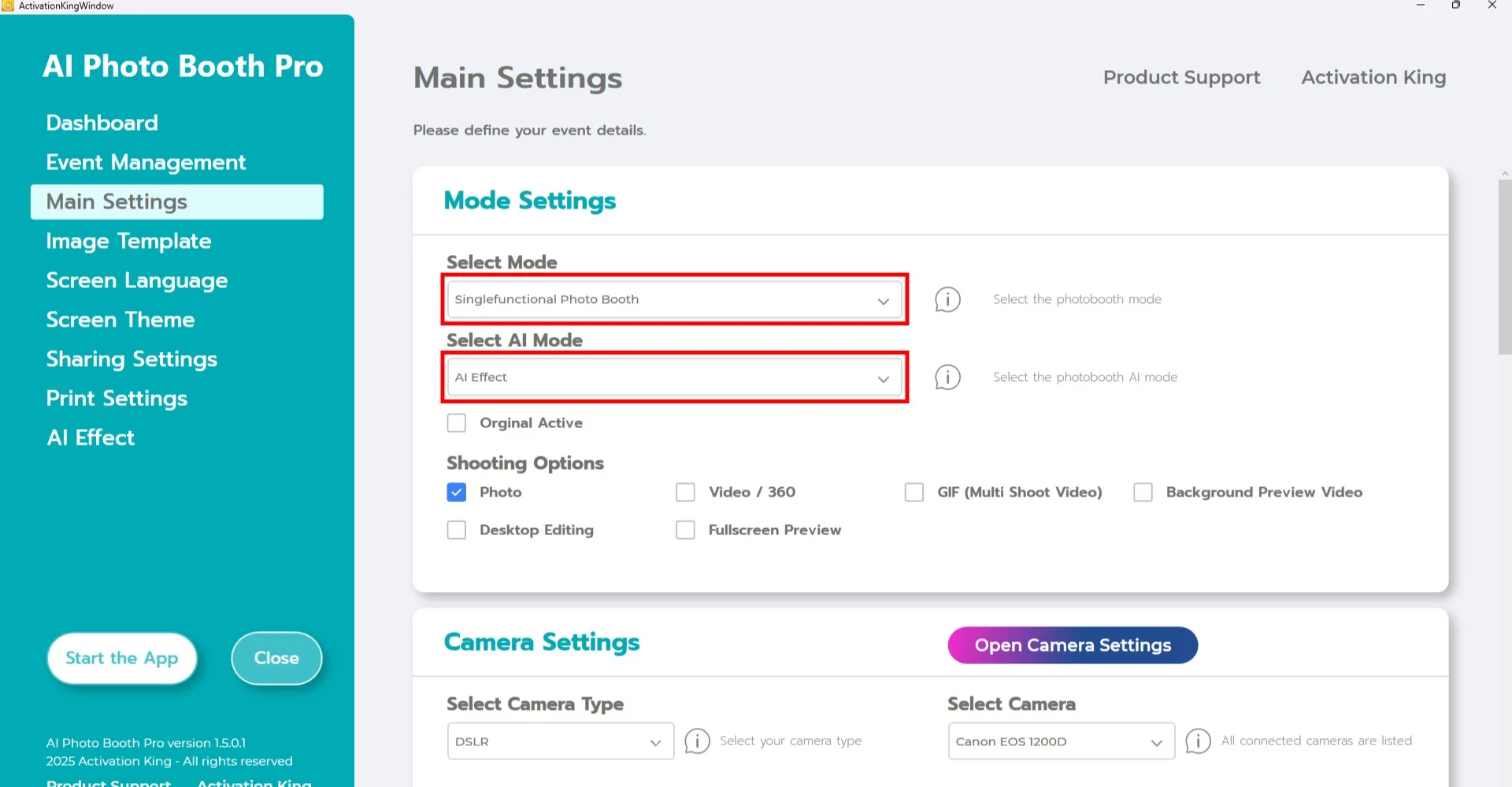 Pagina de Configuracoes principais mostrando as secoes Selecionar modo e Selecionar modo de IA