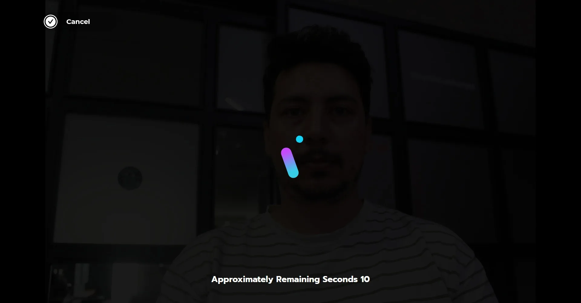 Tela de contagem regressiva da camera ao iniciar a captura
