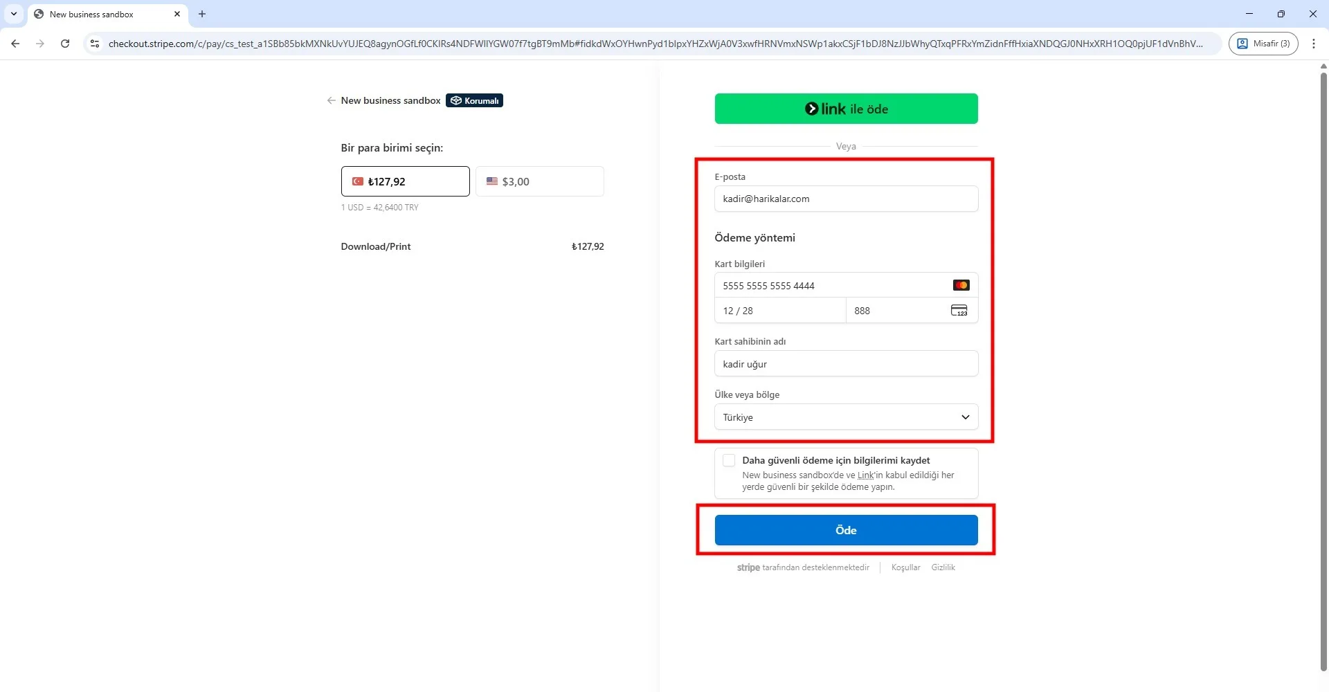 Formulario de pagamento Stripe no celular
